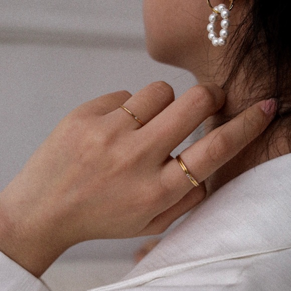 Gold Plated French Acrylic Pearl Hoops Earrings - Picture 2 of 7